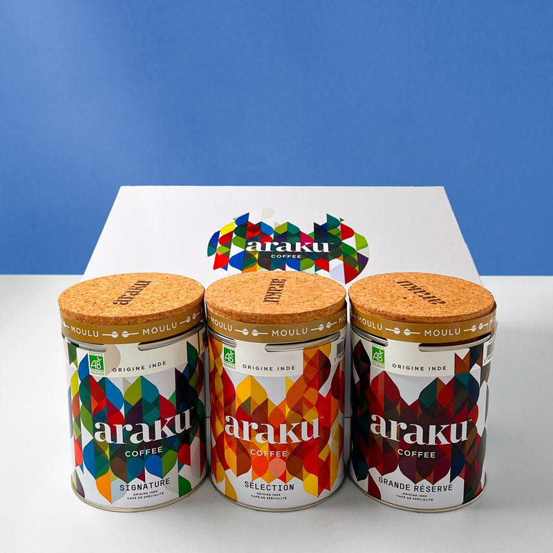 3 boîtes de café de spécialité moulu : coffret cadeau grande classique