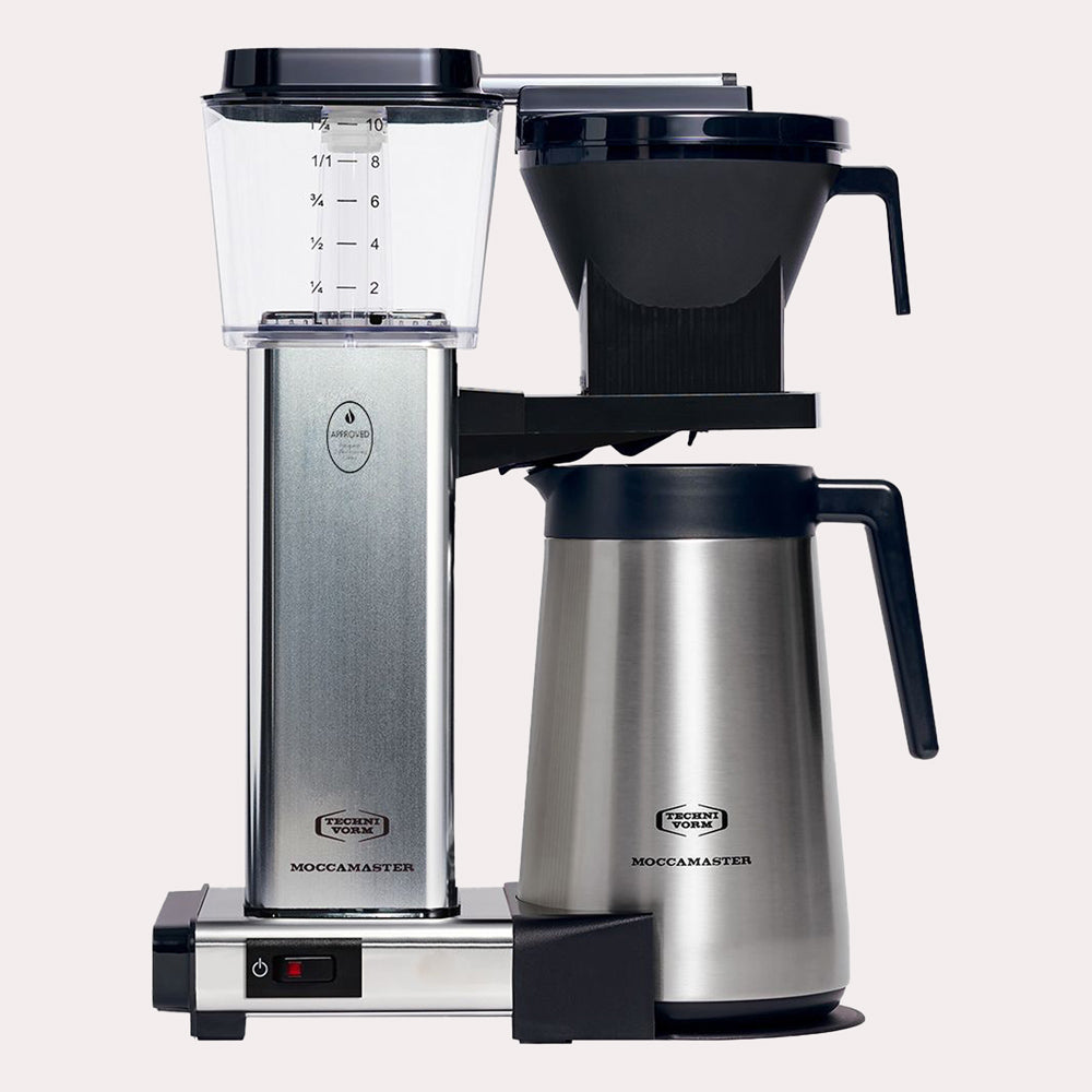 moccamaster kbgt en aluminium poli avec verseur isotherme pour un café filtre haut de gamme et professionnel
