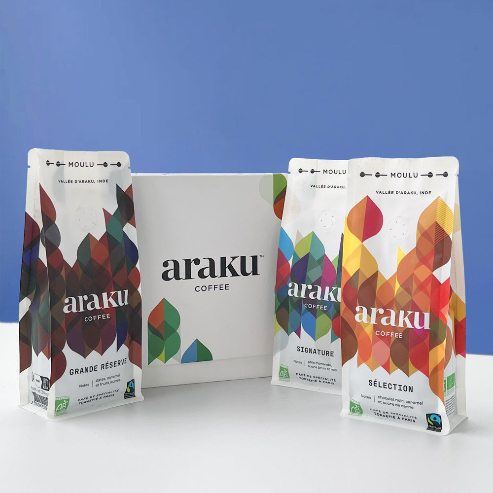 Coffret cadeau espresso : 3 sachets café de spécialité bio moulu pour espresso