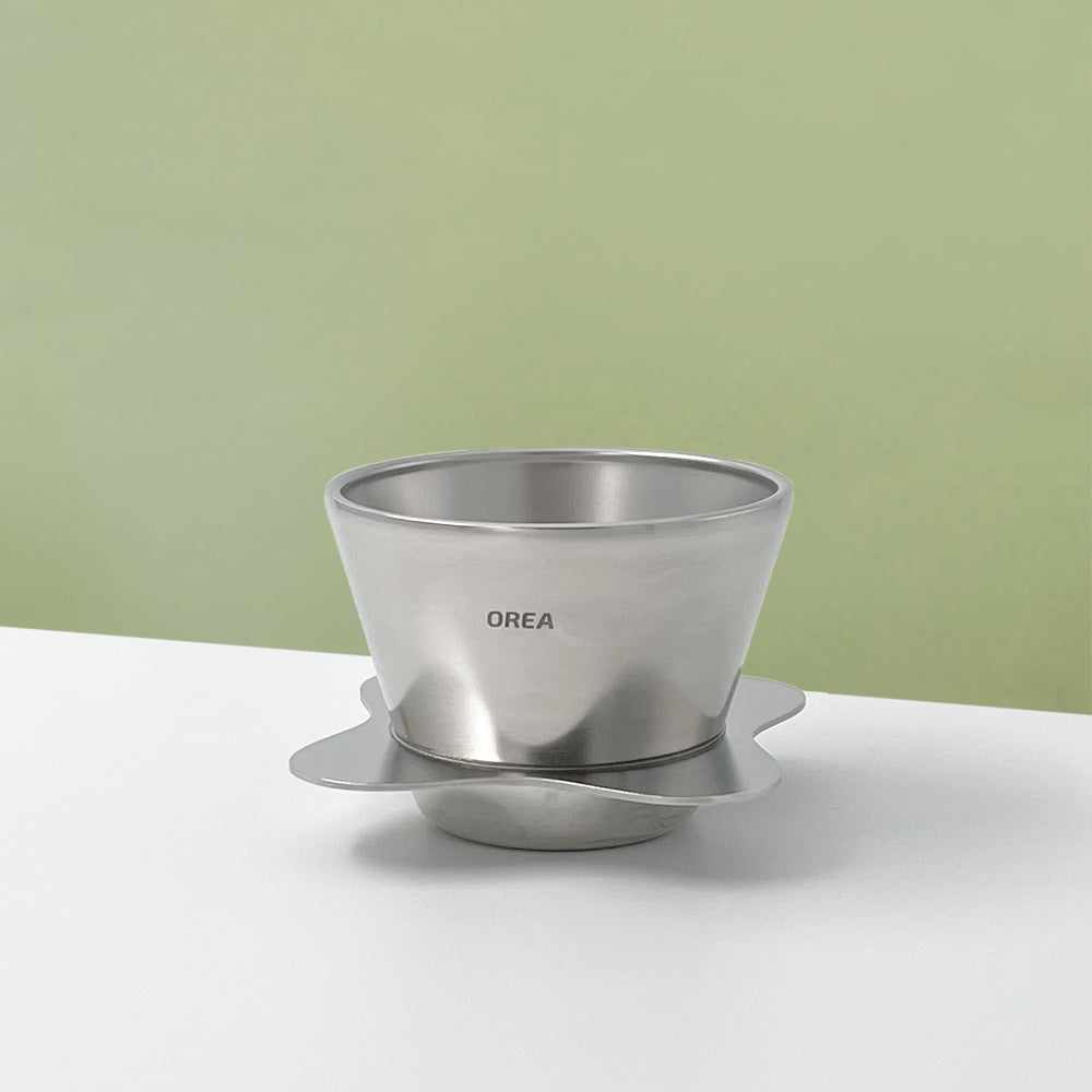 Orea O1 Brewer Raw Steel Porte Filtre à Fond Plat Inox - Araku Coffee
