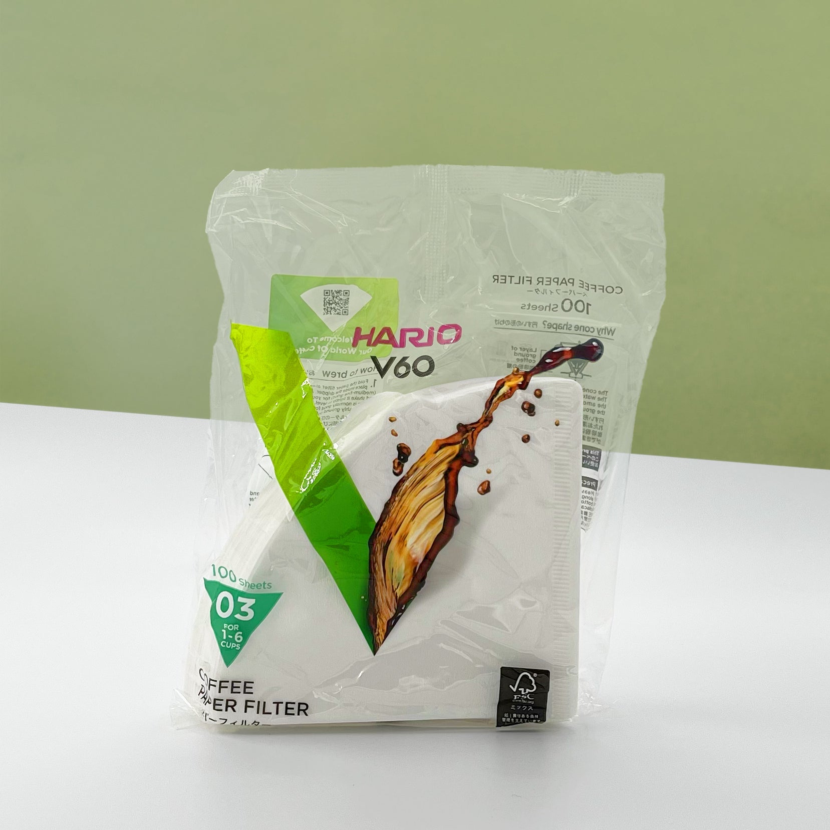 100 filtres à café blanc pour V60 Hario Taille 3