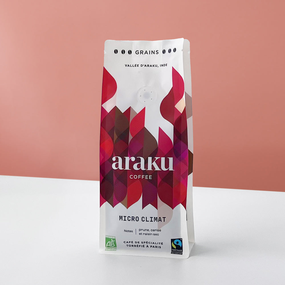 Café en grains 200g : Sachet de café de spécialité indien 100% Arabica
