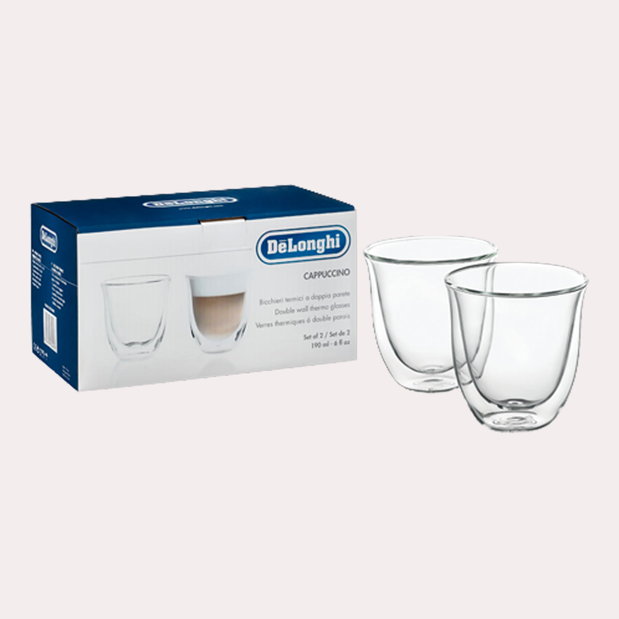 Delonghi : tasses double paroi en verre pour cappucino