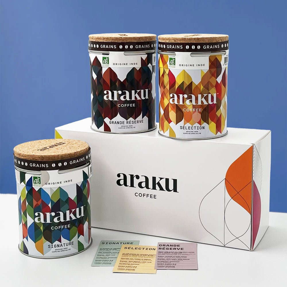 3 boîtes de café de spécialité en grains : coffret cadeau grande classique