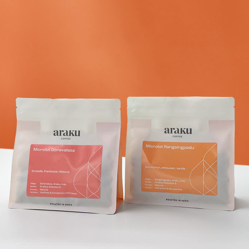 Coffret des meilleurs cafés en grains d'Araku - 2 sachets de 200g de microlot café de spécialité