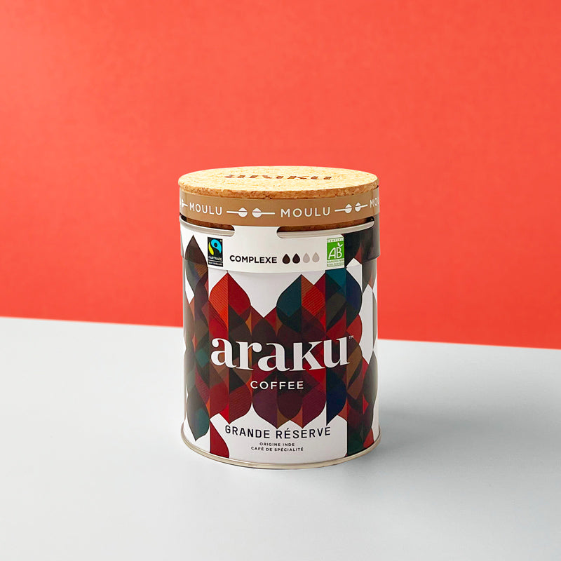 Café moulu pur arabica : Grande Réserve boite de café bio 200G